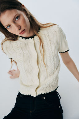 H&M - Women White Cable-Knit Cardigan