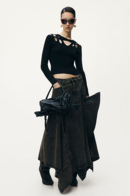 H&M - Women Black Rib-Knit Cut-Out Top