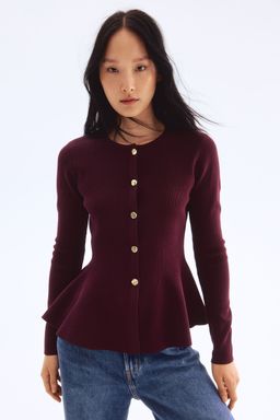 H&M - Women Red Peplum Cardigan