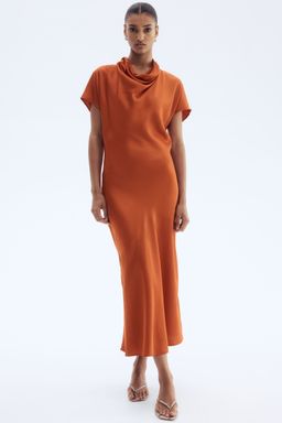 H&M - Women Orange Cowl-Neck Satin Dress