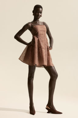 H&M - Women Brown Embroidered Strappy Dress
