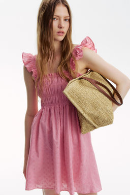 H&M - Women Pink Smocked Broderie Anglaise Dress