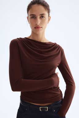 H&M - Women Brown Cowl-Neck Top