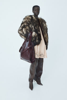 H&M - Women Pink Lace-Inset Satin Dress