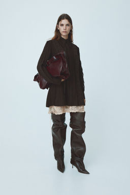 H&M - Women Brown Lace-Trimmed Shirt Dress