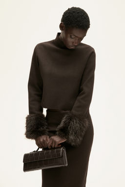 H&M - Women Brown Fine-Knit Turtleneck Top