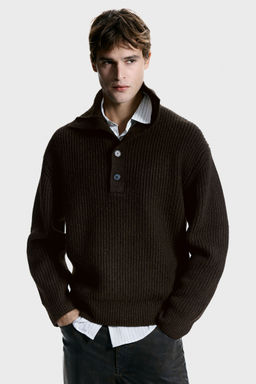 H&M - Men Brown Loose Fit Rib-Knit Jumper