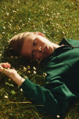 H&M - Women Green Oversized Zip-Top Sweatshirt