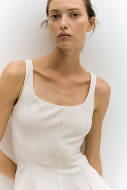 H&M - Women Beige Peplum Vest Top