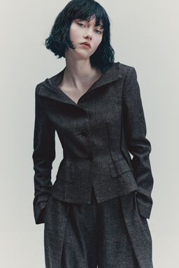 H&M - Women Grey Wool-Blend Blazer