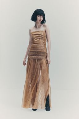 H&M - Women Beige Sequined Evening Gown