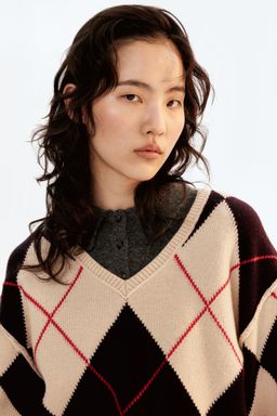 H&M - Women Beige Jacquard-Knit Wool Jumper