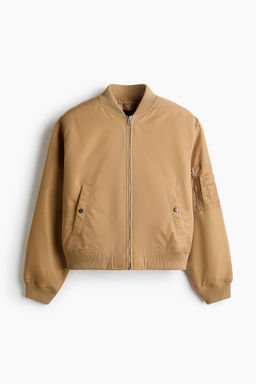 H&M - Men Beige Padded Nylon Bomber Jacket