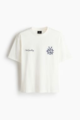 H&M - Men White Loose Fit Printed T-Shirt