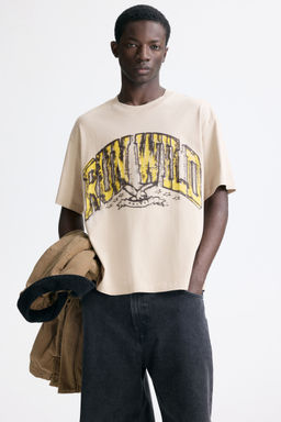 H&M - Men Beige Loose Fit Printed T-Shirt