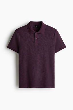 H&M - Men Purple Slim Fit Jacquard-Knit Polo Shirt