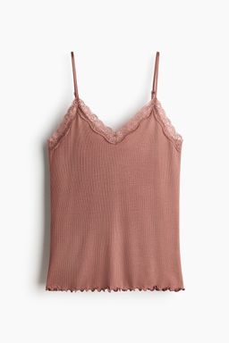 H&M - Women Pink Lace-Trimmed Strappy Top