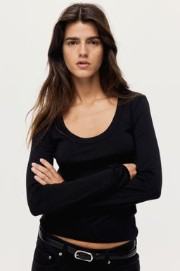 H&M - Women Black Cotton Top