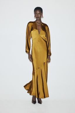 H&M - Women Yellow Long Satin Dress