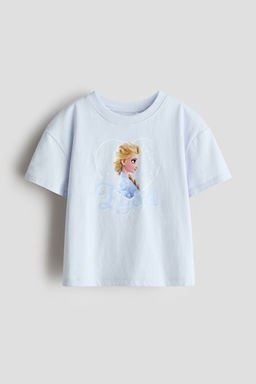 H&M - Girls Blue Print-Motif Cotton T-Shirt