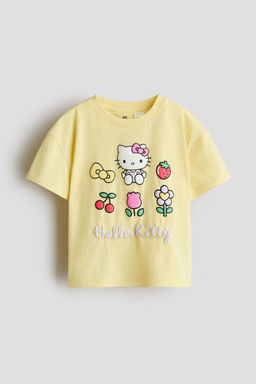 H&M - Girls Yellow Print-Motif Cotton T-Shirt