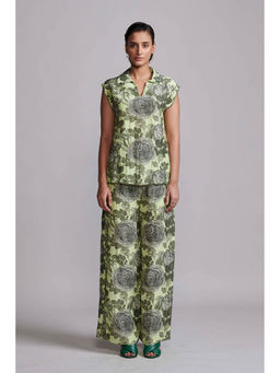 dash and dot - Green Floral Linen Cap Sleeve Co-Ord (Set of 2)