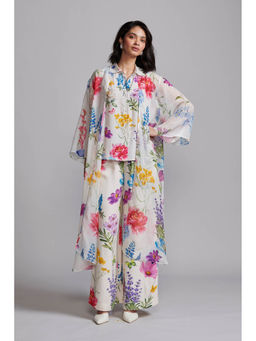 dash and dot - White Floral Shirt with Pant and Jacket (Set of 3)
