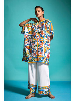 dash and dot - White Casablanca Kaftan with Pant (Set of 2)