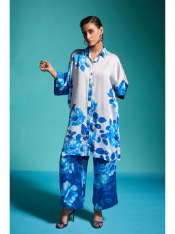 dash and dot - Blue Boxy Floral Co-Ord (Set of 2)