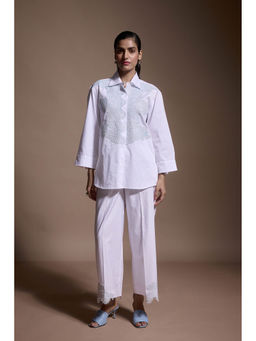 dash and dot - White Lace Applique Shirt with Pant (Set of 2)