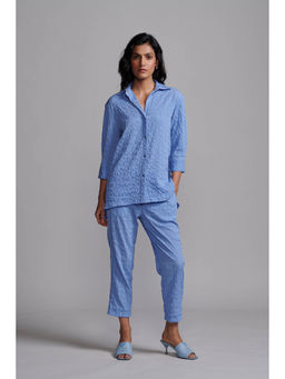 dash and dot - Blue Crinkle Textured Shirt with Pant (Set of 2)
