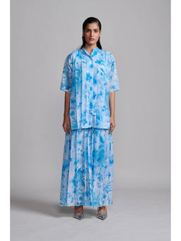 dash and dot - Blue Printed Pleat Co-Ord (Set of 2)