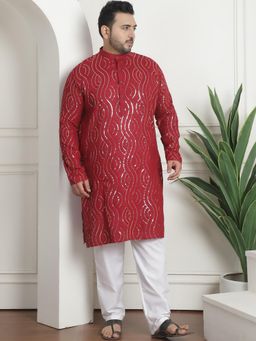 SOJANYA - Men Pure Cotton Designer Maroon Kurta with Pyjama