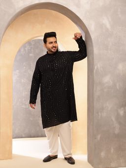SOJANYA - Men Cotton Black Kurta With Pyjama