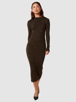 Forever New - Brown Self Design Midi Dress