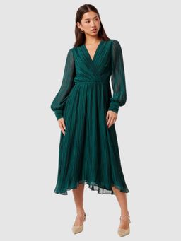 Forever New - Green Textured Midi Dress