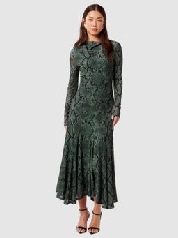 Forever New - Green Animal Print Midi Dress