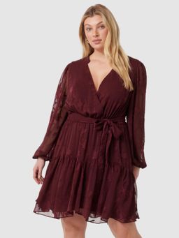 Forever New - Maroon Self Design Mini Dress with Belt (Set of 2)