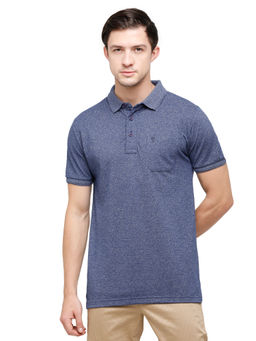 Classic Polo - Men Cotton Blend Solid Half Sleeve Slim Fit Polo Neck Blue Color T-Shirt