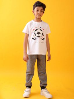 ANTHRILO - Football White Summer Boys T-shirt & Joggers (Set of 2)
