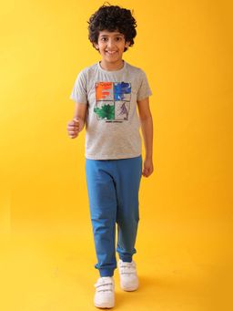ANTHRILO - Sound Print Grey Summer Boys T-shirt & Joggers (Set of 2)