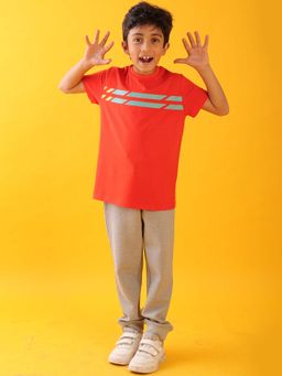 ANTHRILO - England Striped Orange Boys Summer T-shirt & Joggers (Set of 2)