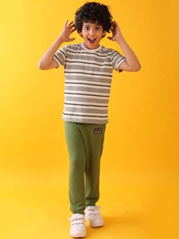 ANTHRILO - Multi-Color Striped Boys Summer T-shirt & Joggers (Set of 2)