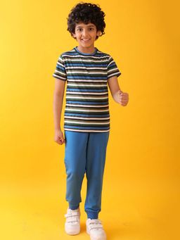 ANTHRILO - Multi-Color Striped Boys Summer T-shirt & Joggers (Set of 2)