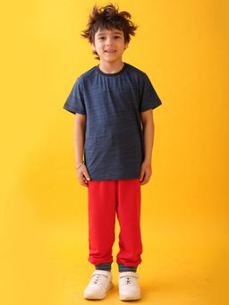 ANTHRILO - Navy Blue Solid Summer Boys T-shirt & Joggers (Set of 2)