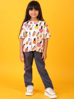 ANTHRILO - Nail Paint White Side Tape T-shirt & Joggers (Set of 2)