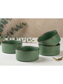 BODHI HOUSE - Green Handmade Ceramic Serving Bowls (Pack of 4)