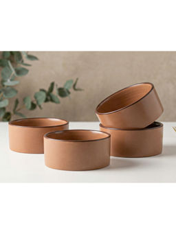 BODHI HOUSE - Brown Handmade Ceramic Serving Bowls (Pack of 4)
