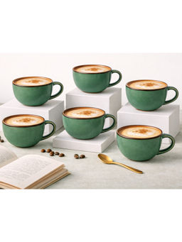 BODHI HOUSE - Green Premium Handcrafted Coffee Mugs (Pack of 6)