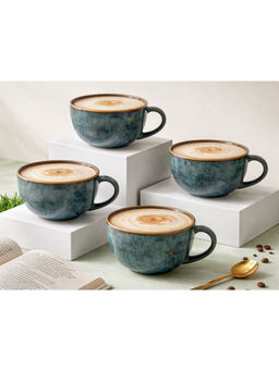 BODHI HOUSE - Blue Premium Handcrafted Coffee Mugs (Pack of 4)